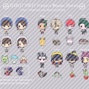 Charms de madera de entrenador Pokémon Scarlet Violet
