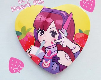 Strawberries Heart Button