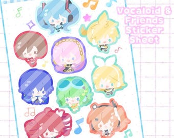 Foglio di adesivi pastello Vocaloid & Friends