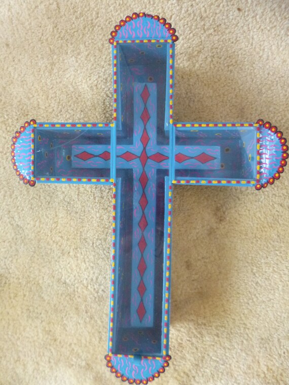 Shadow Box Cross With Glass Door Made Ihn Mexico