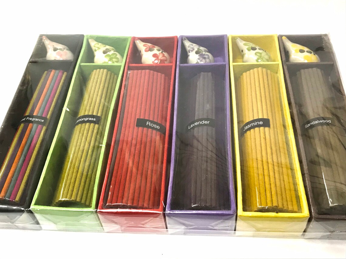 6 Pack Incense Stick Gift Set With Painted Elephant Incense Etsy