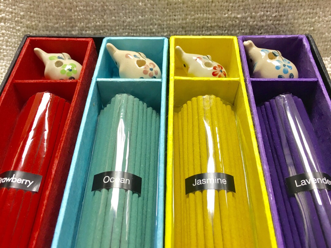 4 Pack Incense Stick Gift Set With Painted Elephant Incense Etsy