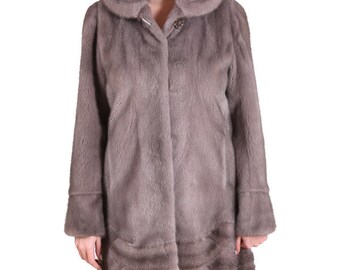 Mink coat with oversized collar
