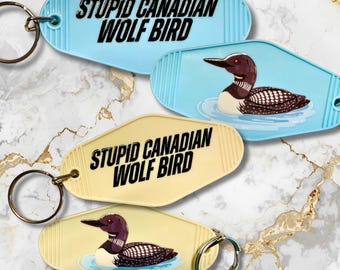Stupid Canadian Wolf Bird Key Tag | Heated Rivalry Motel Key
