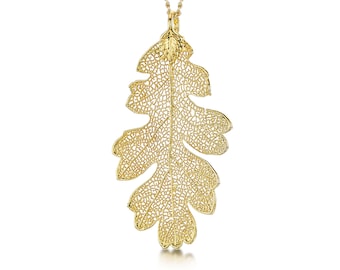 Real Oak Leaf Necklace | 24K Gold-Plated Nature Pendant | Gift Box
