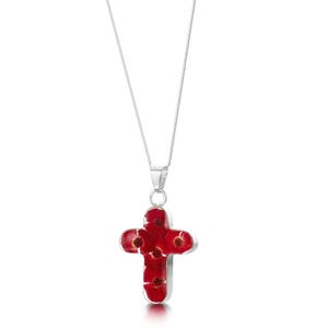 Silver Pendant Necklace - Poppy - Medium Cross by Shrieking Violet®