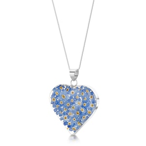 Silber Anhänger Halskette - Vergissmeinnicht - Med Heart by Shrieking Violet®