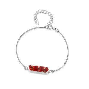 Bracciale a serpente in argento sterling rodiato con ciondolo a forma di fiore - Papavero - Ovale