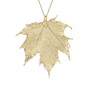 Echtes kanadisches Ahornblatt -vergoldete Halskette - Ein von der Natur inspirierter Schmuck