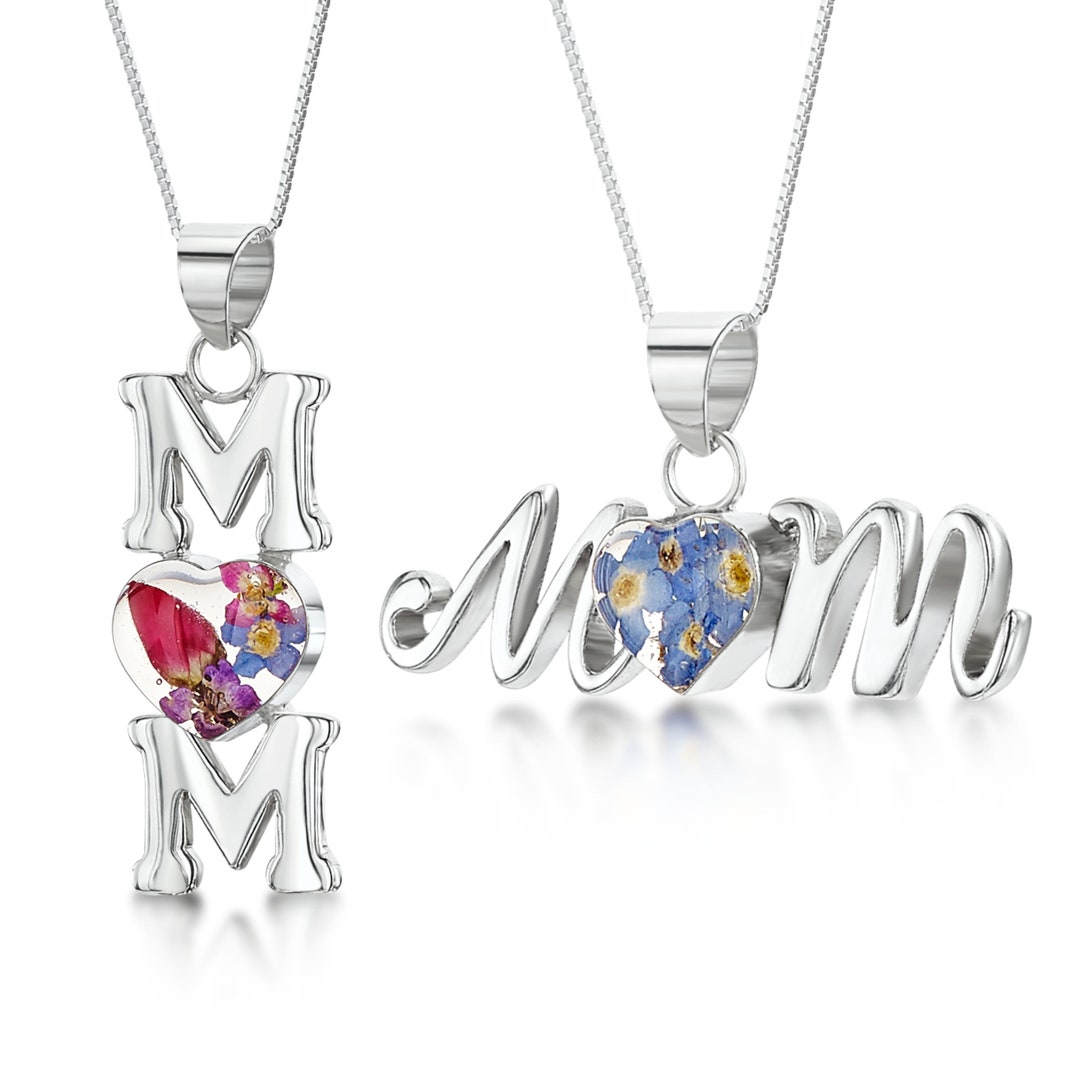 Mom Necklace, Mom Pendant, Mothers Day Necklace, Mom Flower Necklace