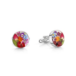 Sterling silver Cufflinks - Real flowers  - Handmade  by Shrieking Violet®