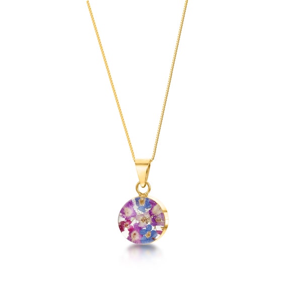 Buy Flower Jewellery by Shrieking Violet Gold plated Sterling Silver Round Pendant Necklace With Violets Forget Me Nots Online in India Etsy