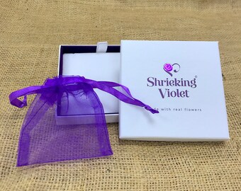 Shrieking Violet Orecchini A Perno Con Fiori Veri In Argento Sterling Placcato Oro 18kt: Regalo Donna Originale - 2