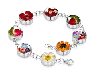 Sterling silver Bracelet handmade with real flowers by Shrieking Violet®