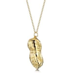 Gold Plated Peanut Necklace with Real Peanut Pendant