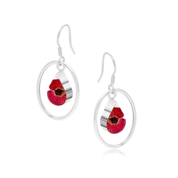 Orecchini Pendenti A Cerchio In Argento Sterling Con Fiori Veri - Shrieking Violet® - Fatto A Mano - 5