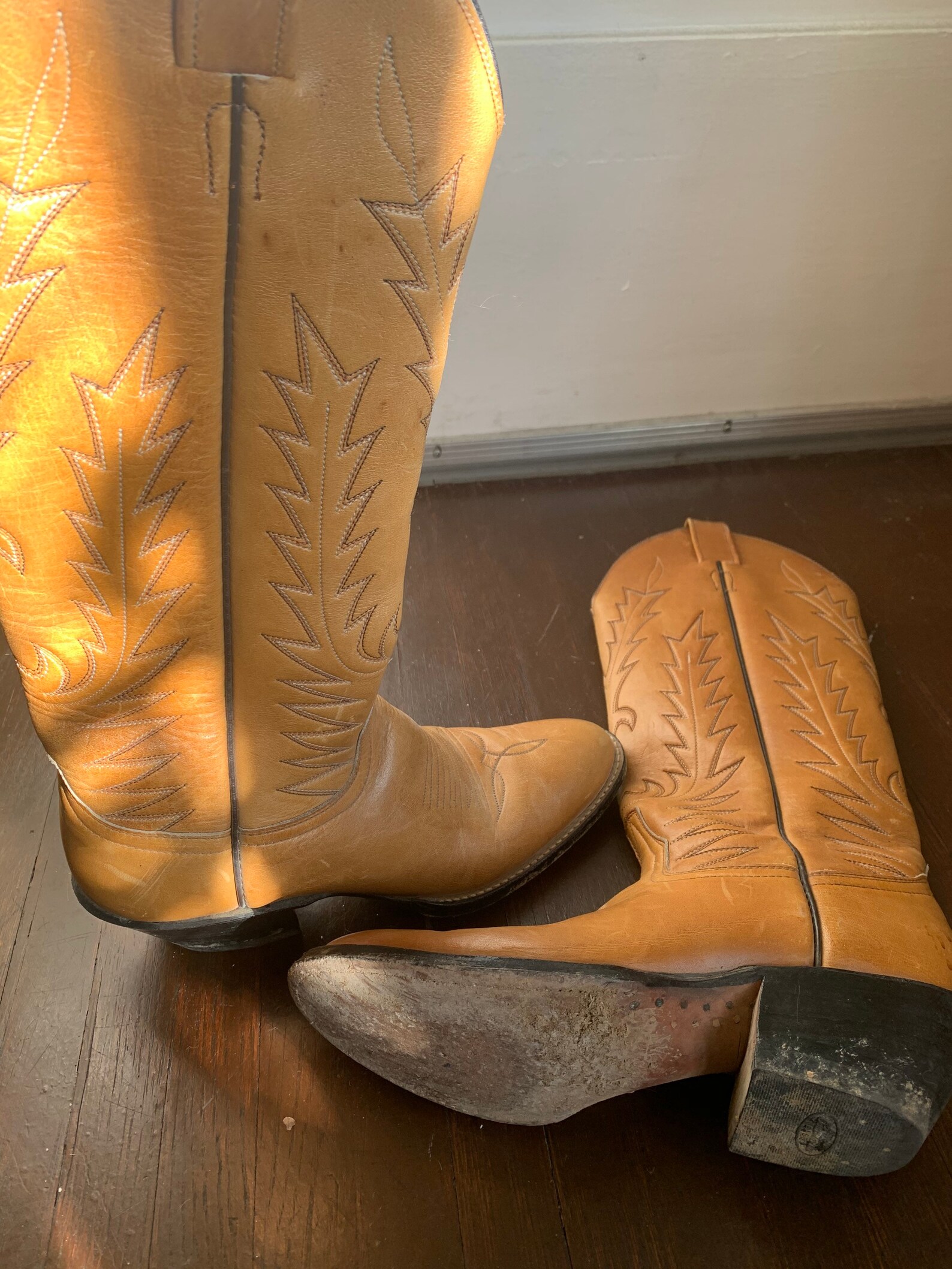 Laramie tan leather womens cowboy boot | Etsy