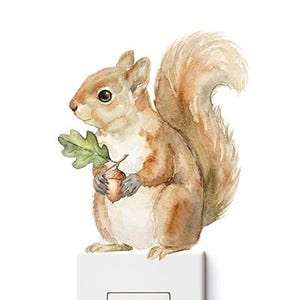 Squirrel Wall Decal, Watercolor Wall Sticker, Woodland Decal, Nursery Decor, Forest Animal