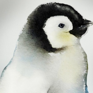 Baby penguin Decal, Watercolor Penguin Sticker, Watercolor Wall Decal, Nursery, Polar Decor, Cute Penguin,