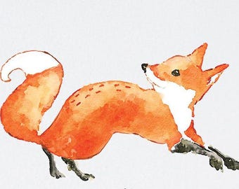 Fox Wall Decal, Fox Sticker, Watercolor Sticker, Woodland Wall Decal,  Fox Wall Sticker