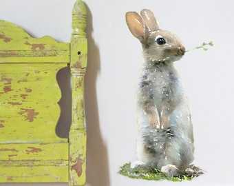 Rabbit, Watercolor Stickers, Bunny Wall Decal, Woodland Animals, Nursery Woodland Decor, Cute Rabbit
