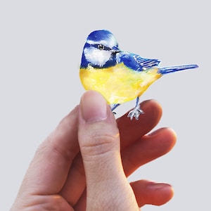 Blue Tit, Bird Decal, Fabric Decal, Nursery, Watercolor Bird Sticker, Get Well Gift, Retirement Gift