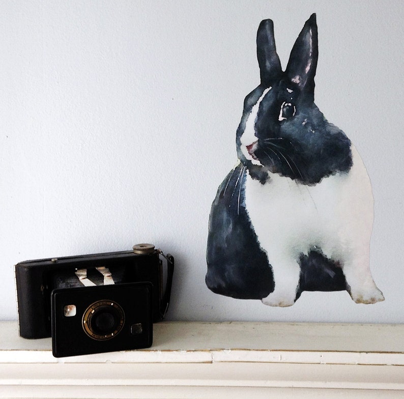 Hare Decal Woodland Animal Rabbit Wall Decal Fabric Wall Sticker Nursery Woodland Decor Bunny Wall Decal Watercolor Rabbit