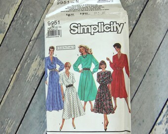 Vintage Simplicity Sewing Pattern 9951 Misses' Easy to Sew Dress Sizes 10-14