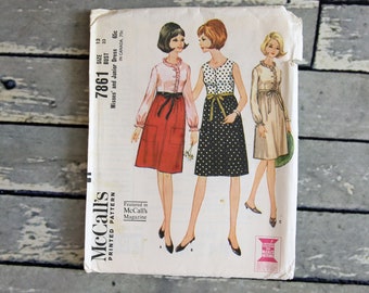vintage McCall’s Sewing Pattern 7861 Juniors' Dress Size 13 Circa 1965