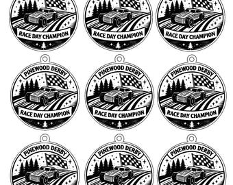 Pinewood Derby Medal Laser Cutting Files | PNG + LightBurn | DIY Racing Awards | Digital Download