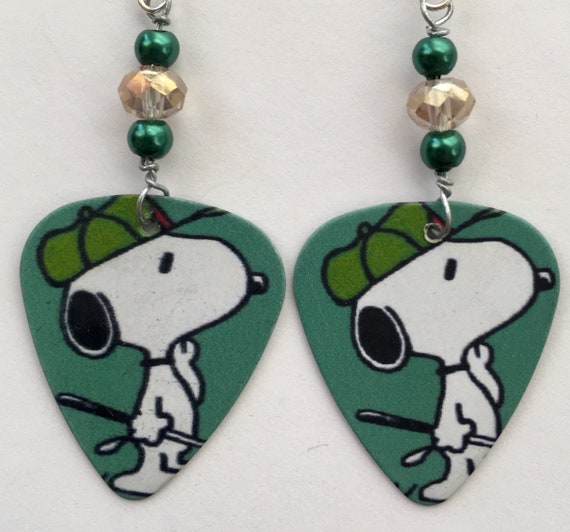 Snoopy Guitar Pick Earrings Peanuts Hoop Earrings