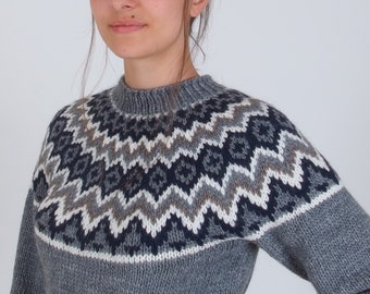 Cozy scandinavian sweater, Icelandic hand knit sweater, Alpaca wool winter nordic jumper, Soft warm norwegian pullover