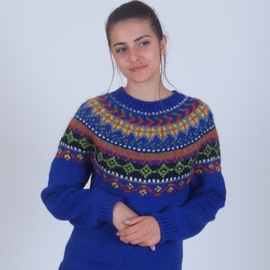 Colorful icelandic sweater, Cozy merino wool pullover, Alpaca winter nordic sweater, Soft icelandic jumper, Scandinavian hand knit sweater