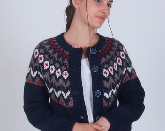 Alpaca wool icelandic cardigan, Traditional button up sweater, Merino winter nordic jumper, Soft warm women pullover, Scandinavian lopapeysa