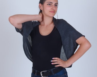 Pure merino wool bolero shrug, Open front cropped cardigan, Dolman sleeve bolero, Plus size shrug, Bridal cover up, Wedding dress topper