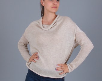 Oversized merino wool sweater, Cozy long sleeve fall pullover, Warm winter jumper, Pure extra fine wool women's jumper