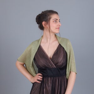 Sheer summer bolero, Hand knit dolman sleeve shrug, Short open front cardigan, Plus size bolero shrug