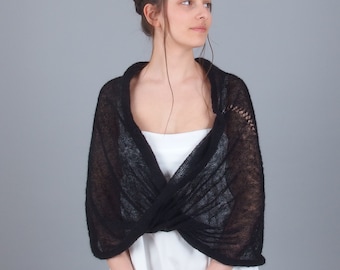 Infinity Abend Schal Wrap, Mohair Braut Cape, Twisted Cape für Braut, Sheer plus size Hochzeit vertuschen, Creme Elfenbein weißer Pullover Wrap