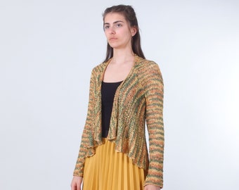 Pure zomer open front vest, Cropped bolero vest met sjaal kraag, kleurrijke hand gebreide schouderophalen trui, lichtgewicht zomer gebreide kleding