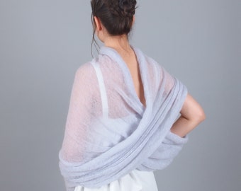 Bridal shawl wrap, Infinity twisted wedding sweater, Bride bridesmaid cover up, Sheer mohair top, See through evening dress topper