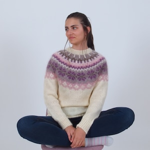 Fuzzy nordic sweater, Mohair wool pullover, Fluffy winter icelandic sweater, Soft warm icelandic jumper, Traditional hand knit sweater