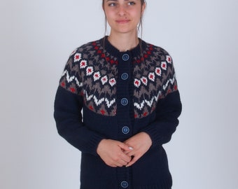 Alpaca wool icelandic cardigan, Traditional button up sweater, Merino winter nordic jumper, Soft warm women pullover, Scandinavian lopapeysa