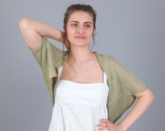 Boléro de mariage haussement d'épaules, cardigan de mariée en coton transparent, topper de robe de mariée à manches Dolman, boléro de demoiselle d'honneur