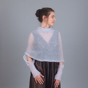 Infinity shawl wrap, Sheer twisted wedding sweater, Bride bridesmaid cover up, Bridal mohair top, See through evening dress topper