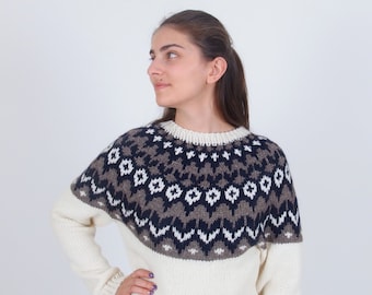 Alpaca wool icelandic sweater, Norwegian hand knit sweater, Wool winter nordic jumper, Soft warm women's pullover