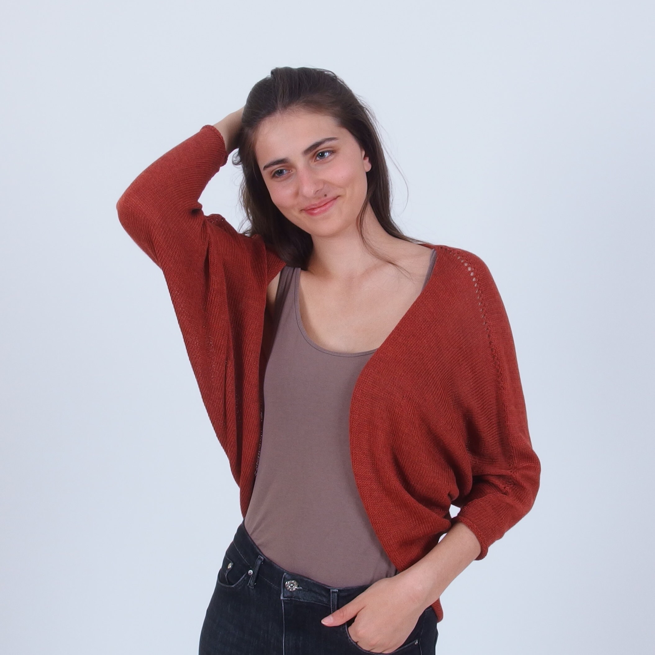 Pure Merino Wool Bolero Shrug, Open Front Cropped Cardigan Pure Merino Wool Bolero Shrug, Open Front Cropped Cardigan