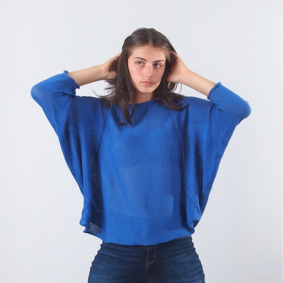 Merino Wool Batwing Sleeve Sweater, Dolman Sleeve Roomy Knit Blouse, Blue  Lightweight Oversized Pullover, Soft Warm 100% Natural Wool - Etsy Denmark