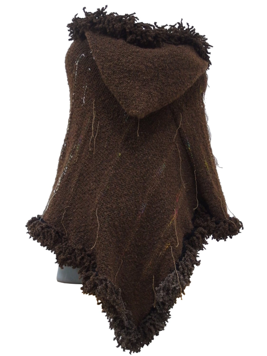 Poncho Femme Grande Taille à Capuche - Cape Bohème Avec Franges, Châle Chaud Tricoté Pour L'hiver