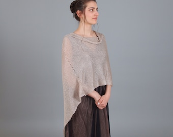 Poncho d'été transparent, voir à travers la cape d'épaule de mariée, topper de cape de robe de mariée, longue couverture de coton d'été, enveloppement de châle de taille plus en tricot