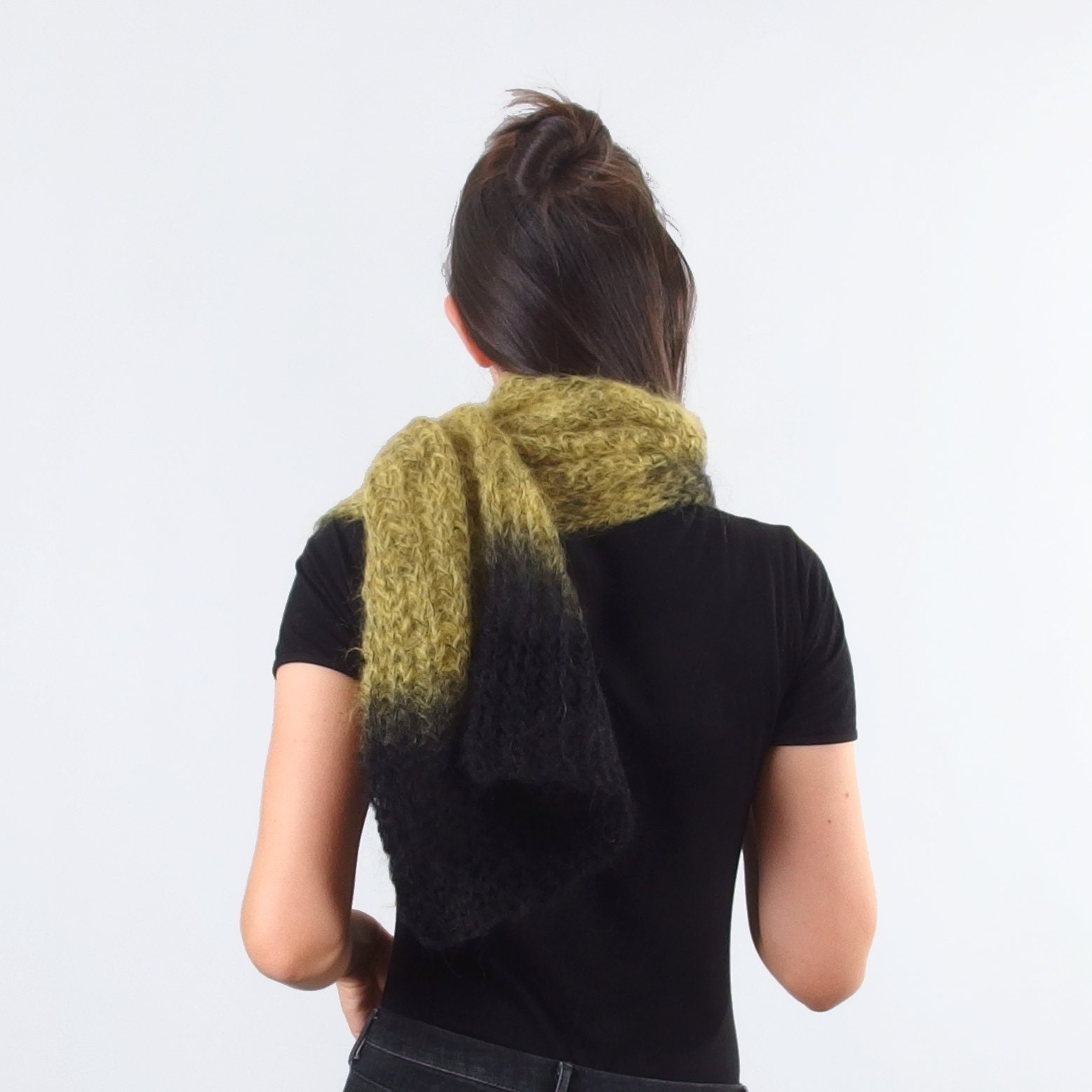 Mohair Wool Winter Scarf, Fuzzy Warm Hand Knit Muffler, Ombre Women's Scarf in Black and Green, Fluffy Knitted Muffler, 100% Natural - Etsy Mohair Wool Winter Scarf, Fuzzy Warm Hand Knit Muffler, Ombre Women's Scarf in Black and Green, Fluffy Knitted Muffler, 100% Natural - Etsy